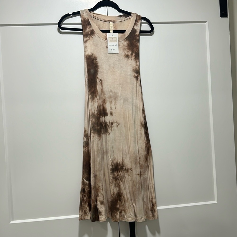 American Eagle Outfitters Beige and Brown Tie-Dye Mini Dress